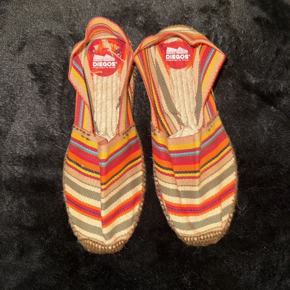 Diegos Classic flat Côte d'Azur stripe espadrilles shoes For Men and Women Sz 38